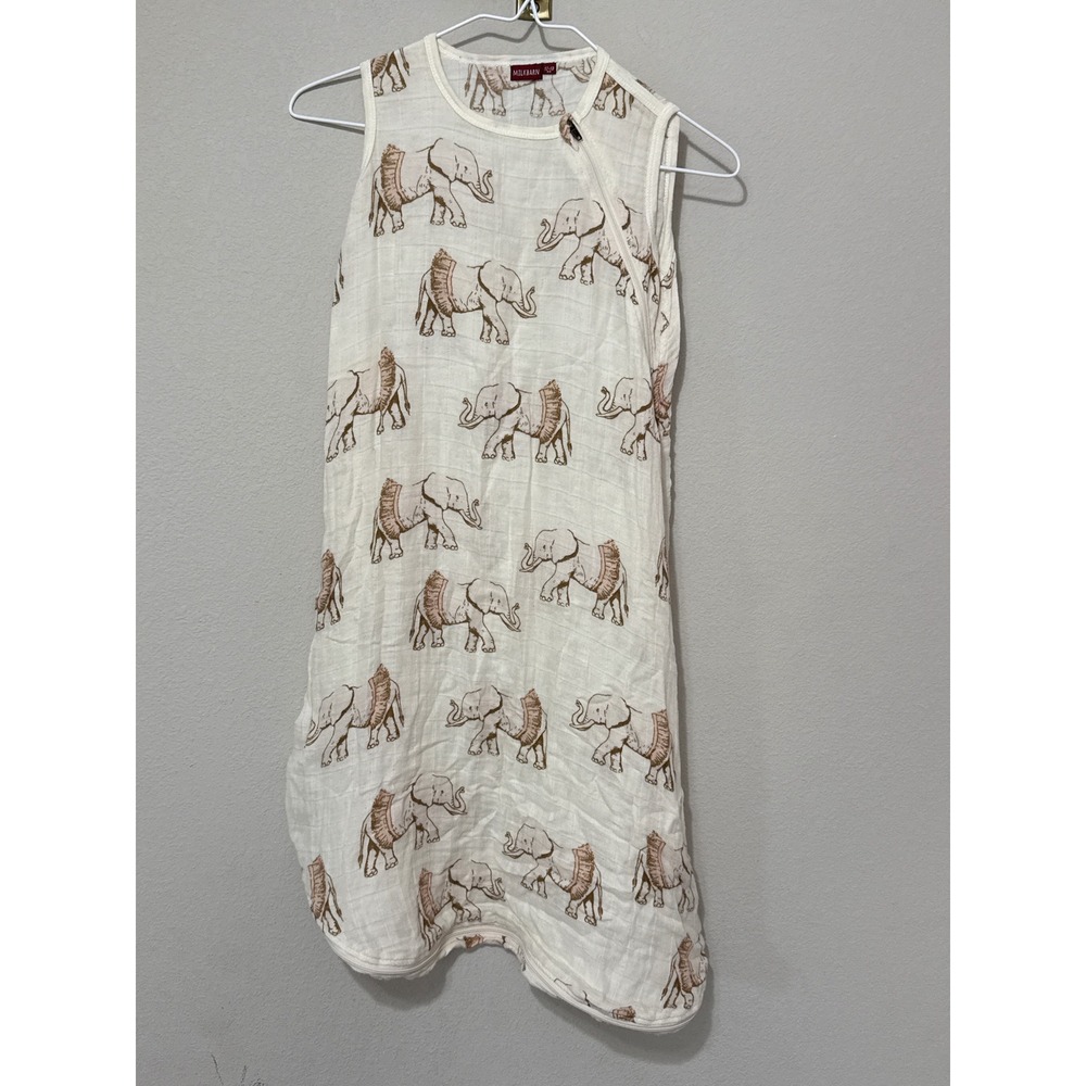 Milkbarn Sleep Sack Baby 12-18 Months Cream Elephant Muslin Bamboo Cotton Sack